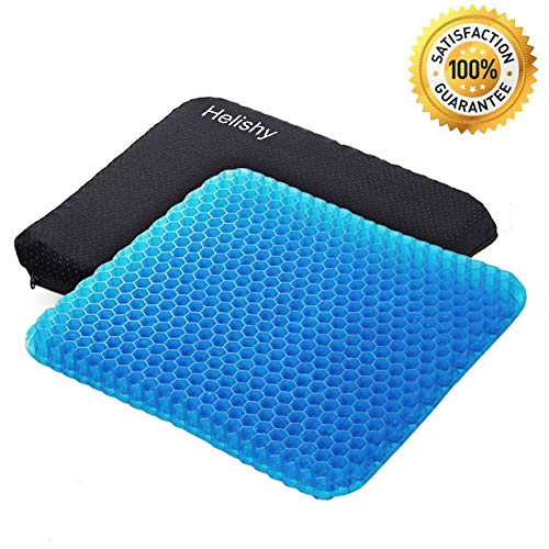 Gel Seat Cushion,1.65inch Double Thick Egg Seat Cushion,Non-Slip Cover,Help in Relieving Back Pain & Sciatica Pain,Seat Cushion for The Car,Office,Wheelchair&Chair.Breathable Design,Durable,Portable
