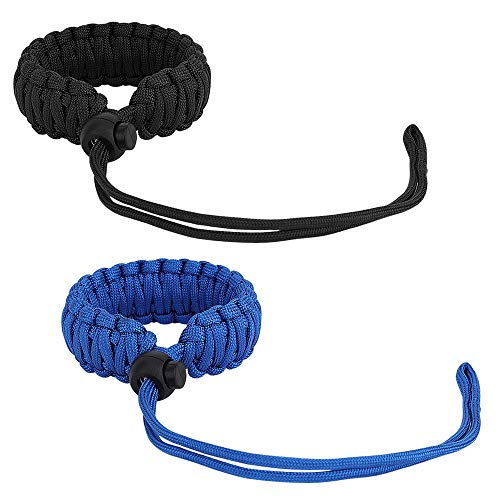 MoKo Universal Paracord [2 Pack], Nylon Braided Adjustable Camera Hand Grip Strap for Video Camcorder, Binoculars and Nikon/Canon/Sony/Minolta/Panasonic/SLR/DSLR Digital Cameras, Black & Blue