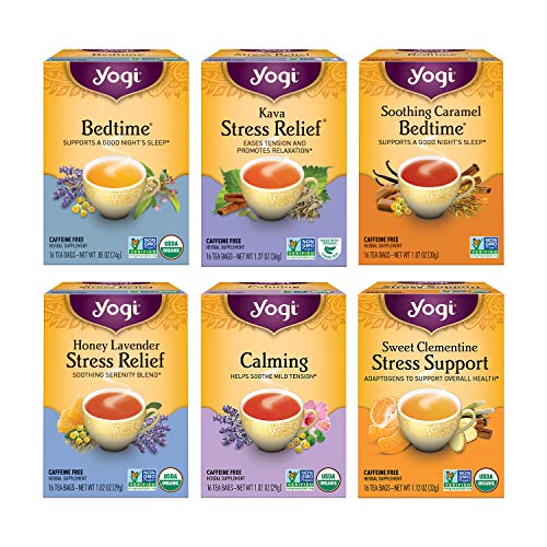 Yogi Tea - Stress Relief and Herbal Tea Variety Pack Sampler (6 Pack) - 96 Tea Bags