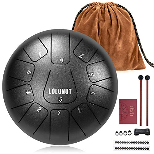 LOLUNUT 6 inch 8 notes Steel Tongue Drum Percussion Instruments with Music Score,Applicable to Music Education,Mind Healing,Yoga Meditation