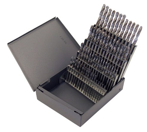 Chicago Latrobe 157 Series High-Speed Steel Short Length Drill Bit Set with Metal Case, Bright Finish, 118 Degree Conventional Point, Wire Size, 60-piece, #60 - #1