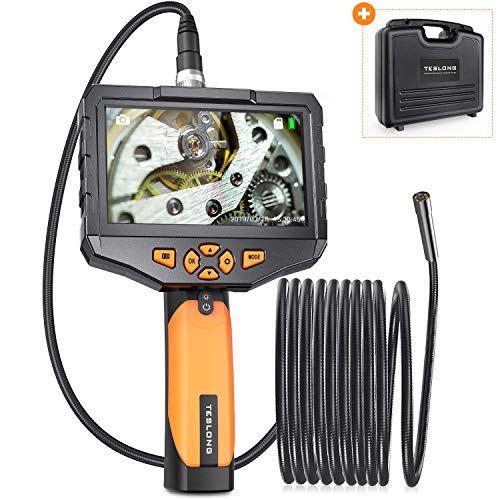 Teslong Industrial Endoscope with 4.5inch IPS Screen, Handhold Waterproof Borescope Inspection Camera with 6 LED Lights, 2600mAh Battery (16.4ft)