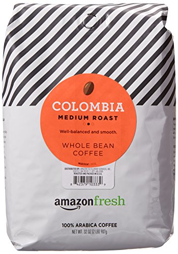 AmazonFresh Colombia Whole Bean Coffee, Medium Roast, 32 Ounce (Pack of 1)