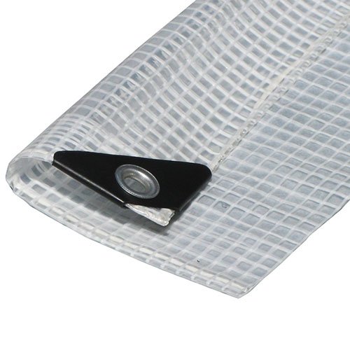 Canopies and Tarps Heavy Duty Premium Clear Poly Tarp, 8' x 10' - 3 x 3 Polyester Mesh Waterproof Fabric, 3% UV Protection