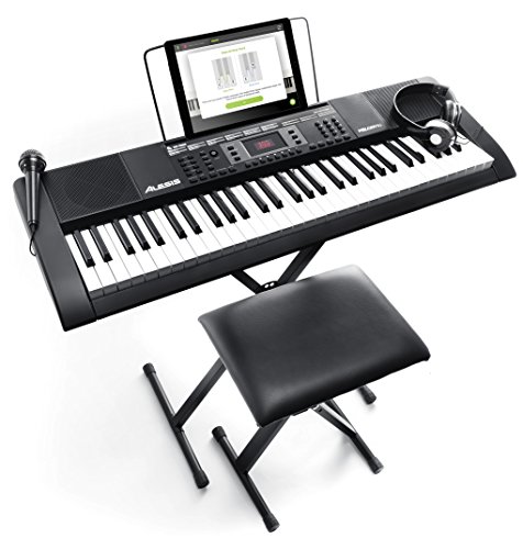 Alesis Melody 61 MKII | 61 Key Portable Keyboard with Built In Speakers, Headphones, Microphone, Piano Stand, Music Rest and Stool