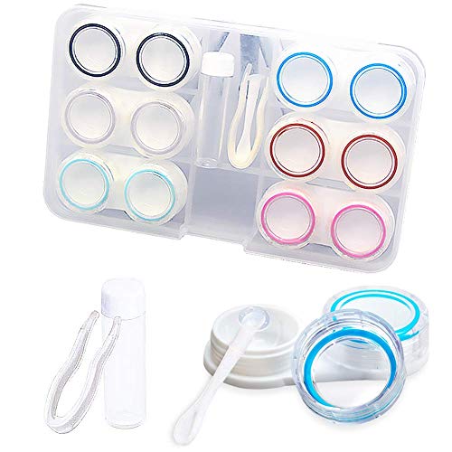 Contact Lens Case,Oweilan 6 Pack Portable Clear Contact Lens Care Box Holder Container Soak Storage Kit for Travel&Home
