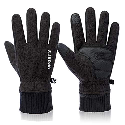 REDESS Women Men Winter Gloves Warm Polar Fleece Touchscreen Gloves Outdoor Windproof Coldproof/Black