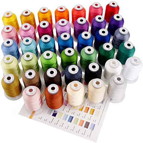 New brothreads 40 Brother Colors Polyester Embroidery Machine Thread Kit 500M (550Y) Each Spool for Brother Babylock Janome Singer Pfaff Husqvarna Bernina Embroidery and Sewing Machines