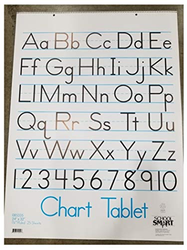 School Smart Chart Tablet, 24 x 32 Inches, 1-1/2 Inch Ruling, 1/2 Inch Skip Line, 25 Sheets, Cover may vary