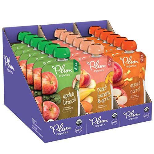 Plum Organics Stage 2, Organic Baby Food, Fruit and Veggie Variety Pack, 4 Ounce pouches (Pack of 18)
