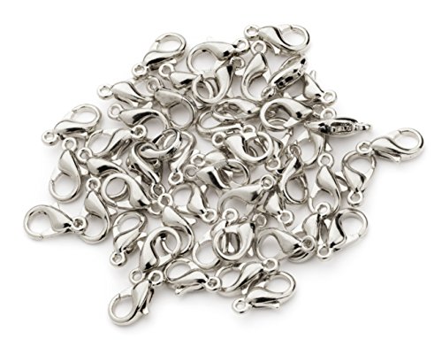 100 Lobster Clasps (12x6) Silver Plated Lobster Claw Clasps Jewelry Making Findings Lead & Nickel Free