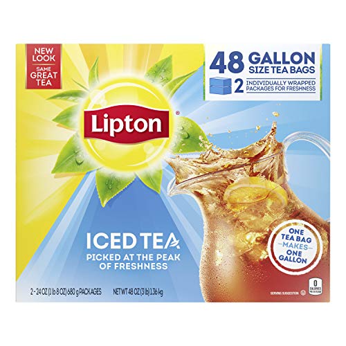 Lipton Gallon-Sized Iced Tea Bags Picked At The Peak of Freshness Unsweetened Can Help Support a Healthy Heart 48 Oz 48 Count