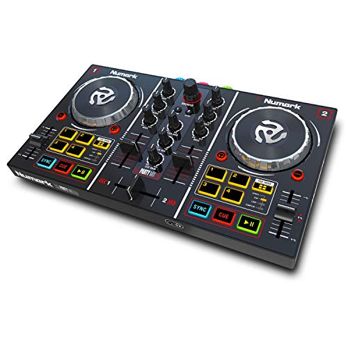 Numark Party Mix | Complete DJ Controller Set for Serato DJ with 2 Decks, Party Lights, Headphone Output, Performance Pads and Crossfader / Mixer