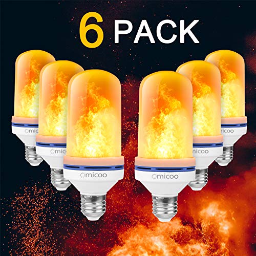 Pretigo LED Flame Effect Fire Light Bulbs,6W E26 Upside Down Effect Simulated,4 Mode Type Flickering Light Bulb for Home/Hotel/Party Vintage Decorative (6-Pack)