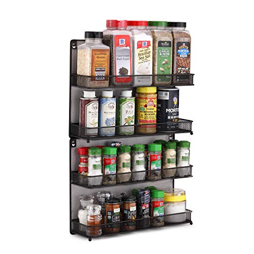 CAXXA 2 PK 2 Tier Mesh Kitchen Counter-top or Wall Mount Spice Rack Jars Storage Organizer, Bronze