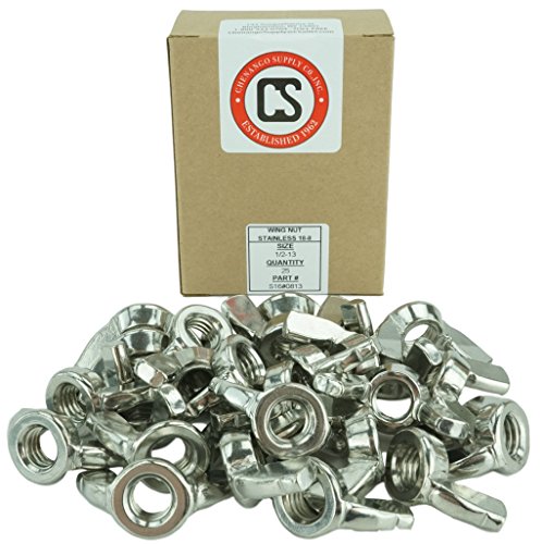 Stainless 1/2-13 Wing Nut, 304 Stainless Steel, 25 Pieces (1/2-13 Wing Nut)