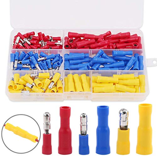 Hilitchi 160pcs Bullet-Famle/Male Insulated Terminals Electrical Wiring Wire Crimp Connectors Set