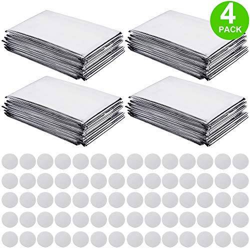 Pack of 4 High Silver Reflective Mylar Film Foil Sheet for Garden Greenhouse Covering Plant Growth, Effectively Increase Plants Growth, 70 Pieces Double Sided Foam Pads (210 x 130 cm)