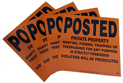 4 Pack Aluminum Posted Private Property Signs (Orange)