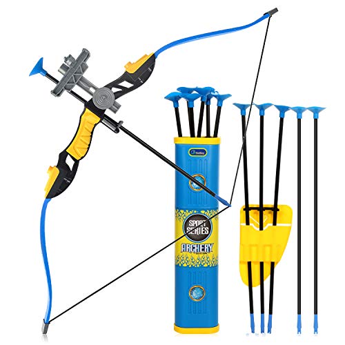 Goldboy Kids Bow and Arrows, Kids Archery Bow and Arrow Toy Set for Boys Girls, Hunting Shooting Bows for Kids, Toy Archery Set Fun Sport Game with 12 Durable Suction Cup Arrows(Blue)