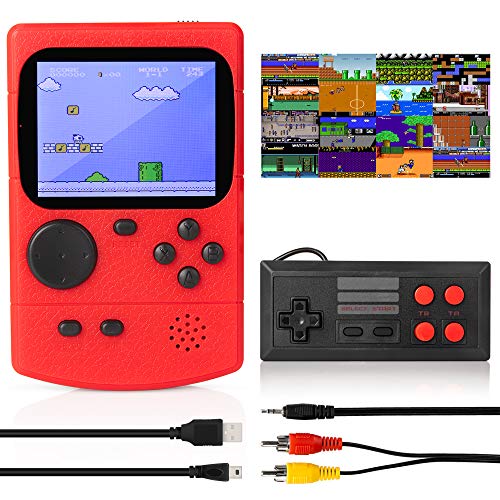 KIDWILL Handheld Game Console, 800mAh Battery Powered Portable Mini Game Player with 500 Retro FC Games, 3.0 Inch Color Screen Retro Game Console Support TV Out & Two Players for Kids Adults(Red)