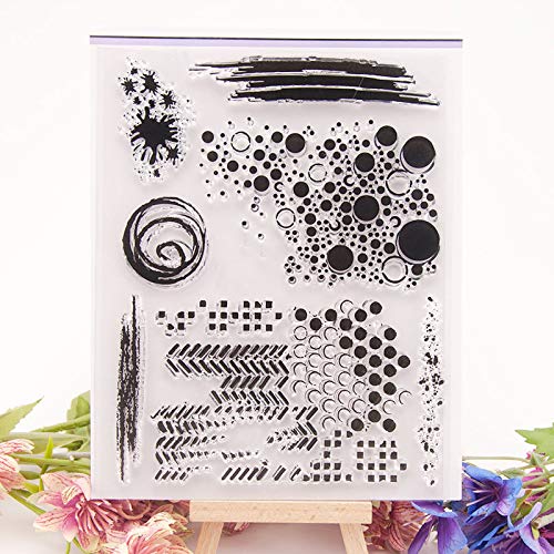 YULEKITO Black Dot Kinds of Circle Clear Stamps for Card Making Decoration DIY Scrapbooking