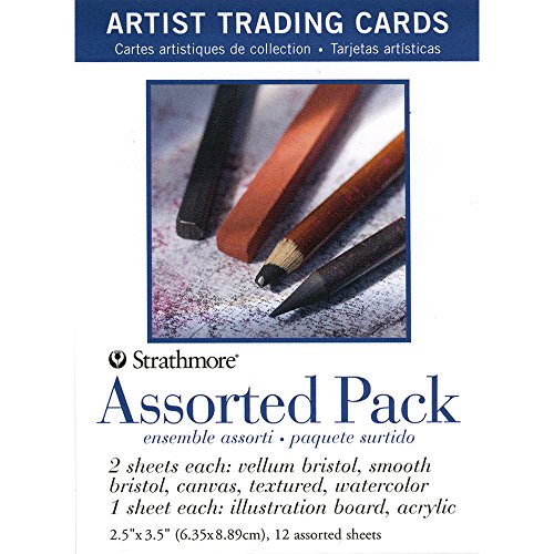 Strathmore 105-908 Artist Trading Cards, Assortment Pack, Natural White, 12 Sheets