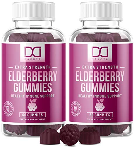 Elderberry Gummies with Zinc, Vitamin C for Adults, Kids for Immune Support Booster Supplement - Sambucus Black Elderberry Extract - Top Alternative to Capsules, Syrup, Pills, Tea (2 Pack)