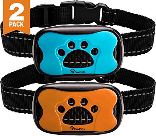 PawPets Anti Bark Collar - No Shock Training Dog Collar - Humane with Vibration and Sound Barking Collar for Small Medium Large Dogs 5-110lbs - 2 Pack - Great as Gift