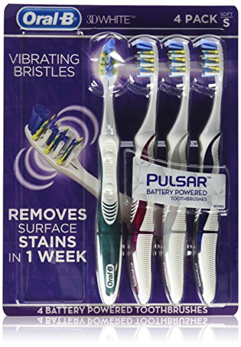 Oral B 3D White Luxe 4 Pack Pulsar Battery Powered Toothbrushes