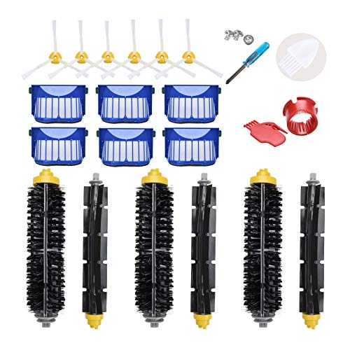 LOVECO Replacement Accessories Kit for iRobot Roomba 600 Series 690 692 680 660 651 650（Not for 645 655）& 500 Series 595 585 564 552,6 Filter,6 Side Brush,3 Pairs Bristle and Flexible Beater Brush