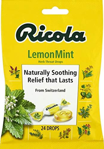 Ricola Lemon Mint Herbal Cough Suppressant Throat Drops, 24ct Bag