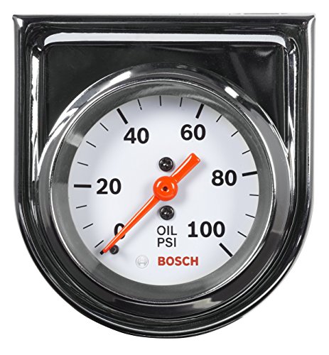 Bosch SP0F000044 Style Line 2' Mechanical Oil Pressure Gauge (White Dial Face, Chrome Bezel)