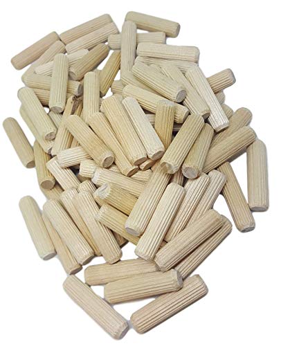 100 Pack 3/8' x 2' Wooden Dowel Pins Wood Kiln Dried Fluted and Beveled, Made of Hardwood in U.S.A.