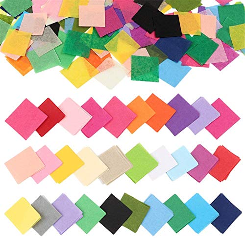 Outuxed 4800pcs 1inch Tissue Paper Squares, 30 Assorted Colors for Arts Craft DIY Scrapbooking Scrunch Art