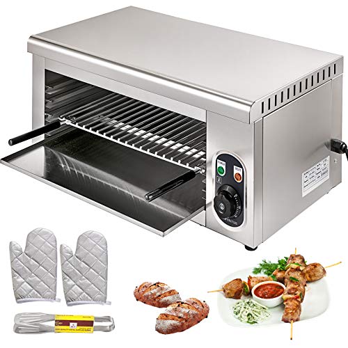 VBENLEM Salamander Broiler Countertop Grill 24 Inch Electric Cheesemelter 2000W Adjustable Grid Salamander Oven Stainless Steel 50-300℃ For Home and Commercial Use