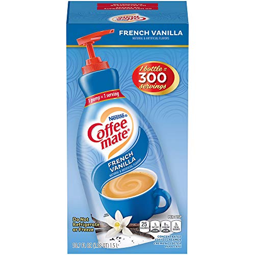 Nestle Coffee mate Coffee Creamer, French Vanilla, Liquid Pump Bottle, 50.7 Ounces