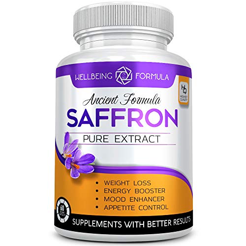 Pure Saffron Extract for Healthy Weight Loss-Natural Appetite Suppression Pills-Mood Booster Anti-Anxiety Saffron Supplement for Depression-Hunger Suppressant for Women and Men-Saffron Capsules