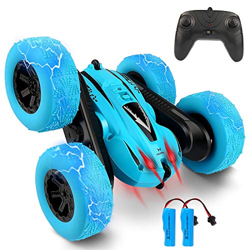 Remote Control Car, Bukm RC Stunt Cars Toy, 4WD 2.4Ghz Double Sided 360° Flips Rotating Vehicles, Off Road High Speed Racing Truck for 3 4 5 6 7 8-12 Year Old Kids Boys Girls Christmas Birthday Gift