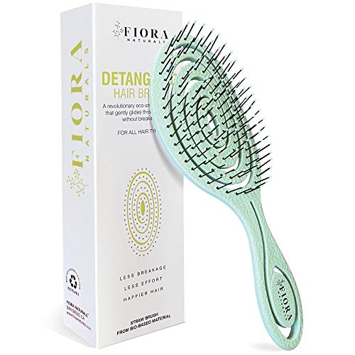 Fiora Naturals Hair Detangling Brush -100% Bio-Friendly Detangler hair brush w/ Ultra-soft Bristles- Glide Through Tangles with Ease - For Curly, Stright, Women, Men, Kids, Toddlers, Wet and Dry Hair