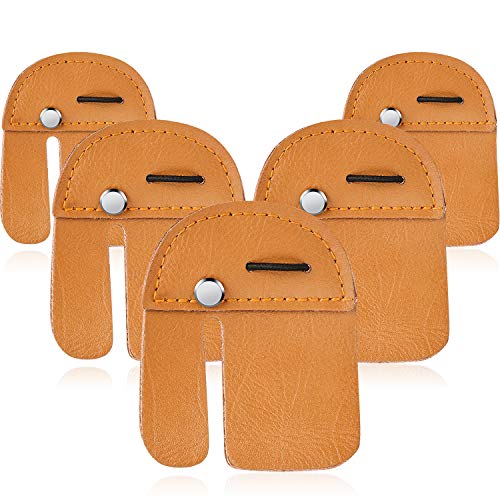 5 Pieces Leather Archery Finger Tab Right Handed Finger Tab Archery Hunting Finger Protector Handmade for Recurve Bow