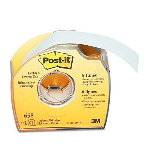 Post-it 658 Labeling & Cover-Up Tape, Non-Refillable, 1' x 700' Roll
