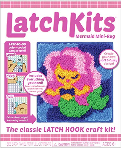 LatchKits Mini-Rug Sewing Kit The Classic Latch Hook Craft Kit - Mermaid (1603Z)