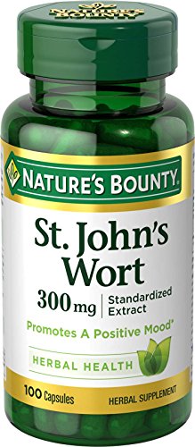 Nature's Bounty St. John's Wort Pills and Herbal Health Supplement, Promotes a Positive Mood, 300mg, 100 Capsules