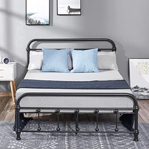 Metal Bed Frame Full with Headboard and Footboard, Heavy Duty Steel Slat, Noise-Free and Anti-Slip Mattress Foundation, Platform Bed Frame No Box Spring Needed, Easy Assembly
