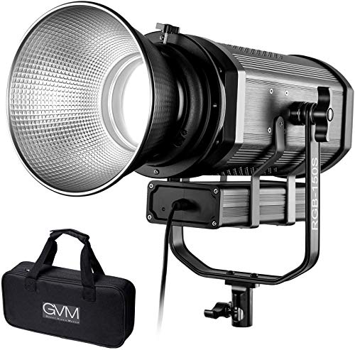 GVM 150W LED Video Light RGB Continuous Output Lighting Full Color and Two Color Temperature dimming,Color Range 3200K ~ 5600K for uTube Video Capture, Real-time Broadcast, Studio, Outdoor Photography