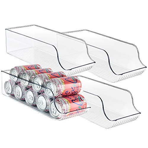 Homeries Can Drink Holder Storage & Dispenser Bin for Refrigerator, Freezer, Countertop, Cabinets & Pantry - Pack of 4 - Holds Up To 9 Cans (7oz) - Beverage & Canned Food Organizer