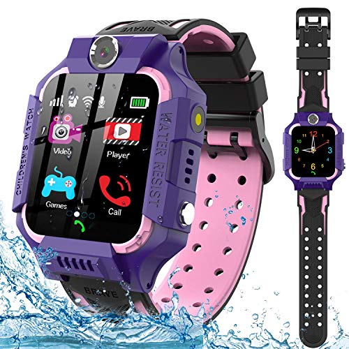 Kids Smart Watch for Boys Girls - IP67 Waterproof Smart Watch Phone with Music Player Video Calls Recorder Camera Gizmos Games Alarm 12/24 Hr Kids Toddler Smartwatch Birthday Gifts (Purple)