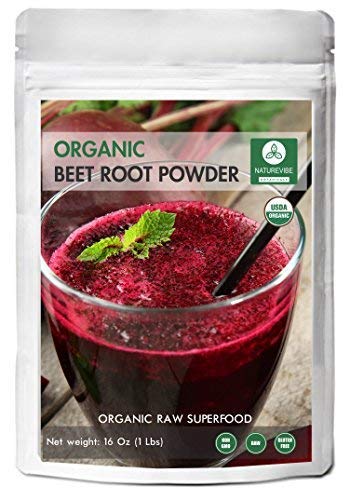 Organic Beet Root Powder (1 lb) by Naturevibe Botanicals, Raw & Non-GMO | Nitric Oxide Booster | Boost Stamina and Increases Energy [Packaging May Vary]