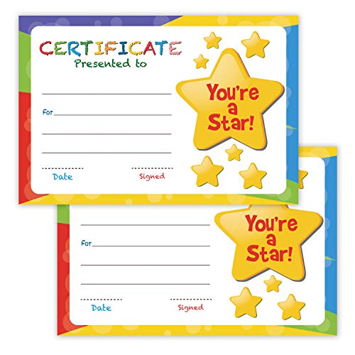 50Pcs Certificate of Awards Certificates for Back to School Classroom Students Supplies, Motivational Good Behavior Cards, Trend Enterprises Certificate of Award Colorful Classics Certificates